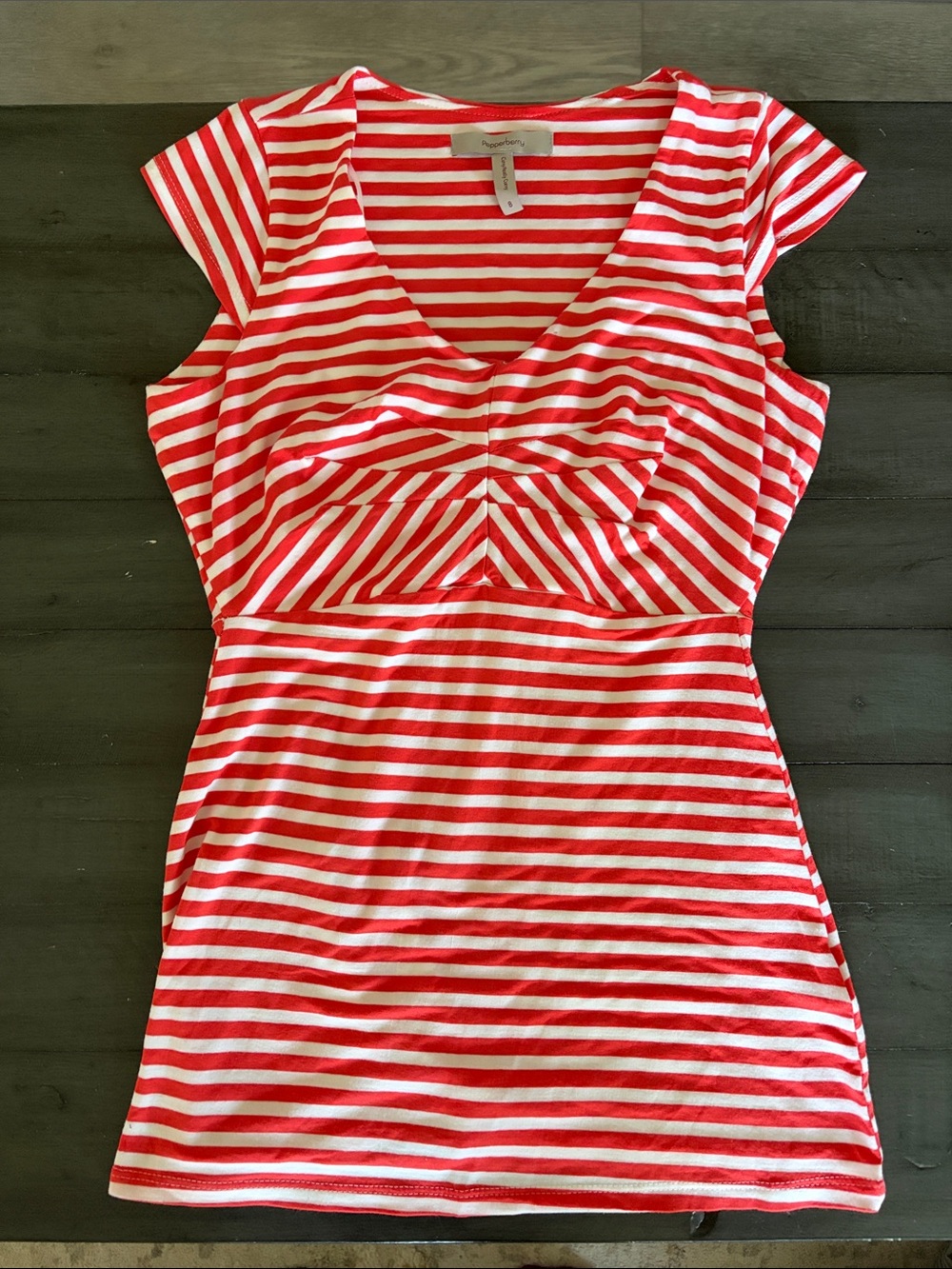 Pepperberry Red & White Striped Short Sleeve Tee UK8 Curvy/Really Curvy (US4)